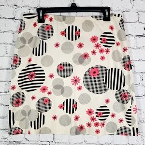 itw By Claude Brown Geometric Pink White Black Pencil Mini Skirt Size 12 Y2K
